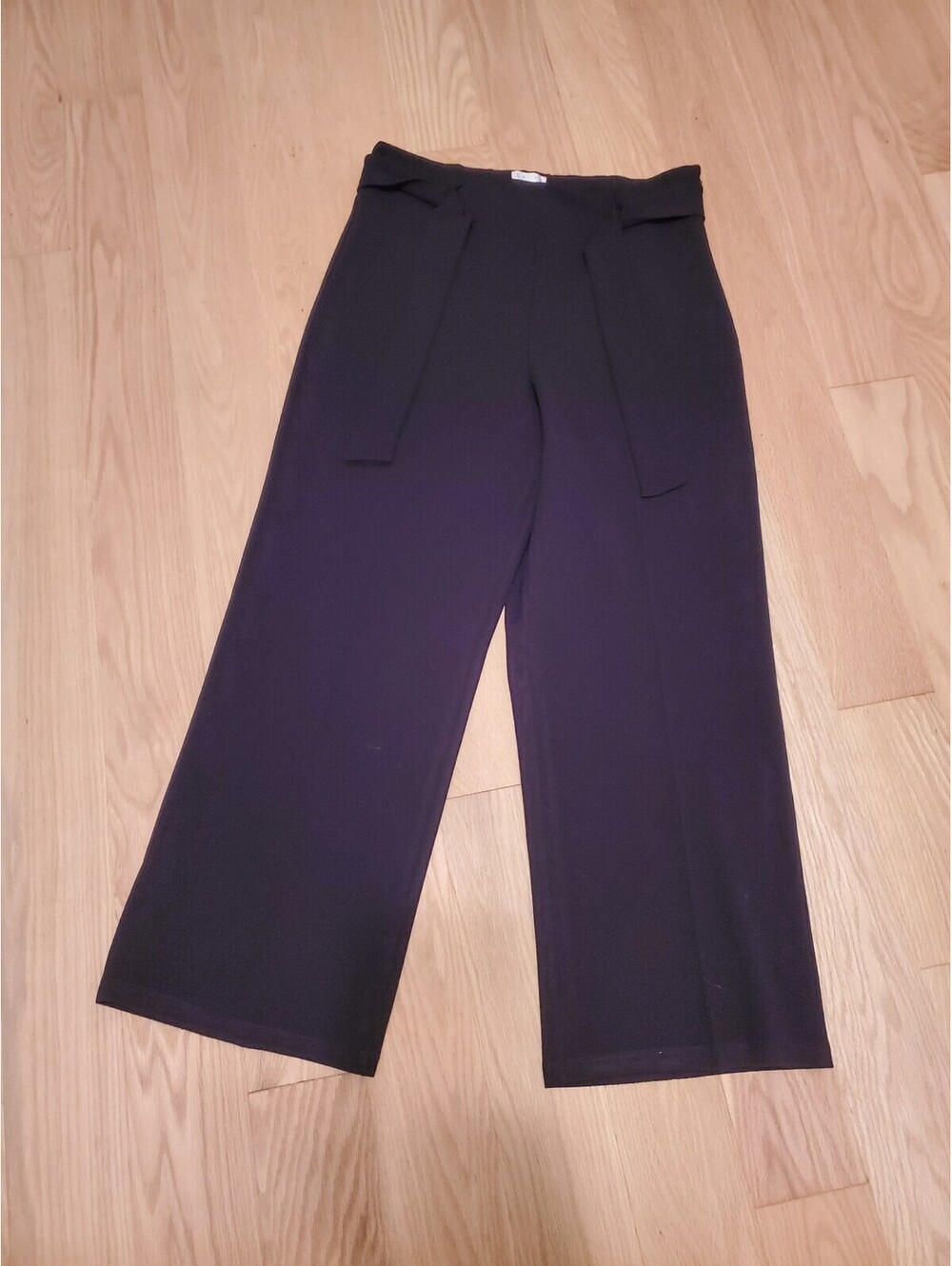 Leith Black Wide Leg Dress Pants with Belt Size L